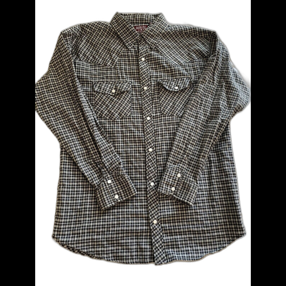 Outback Rider Shirt Men Size L  Black & White Checked Long Sleeves